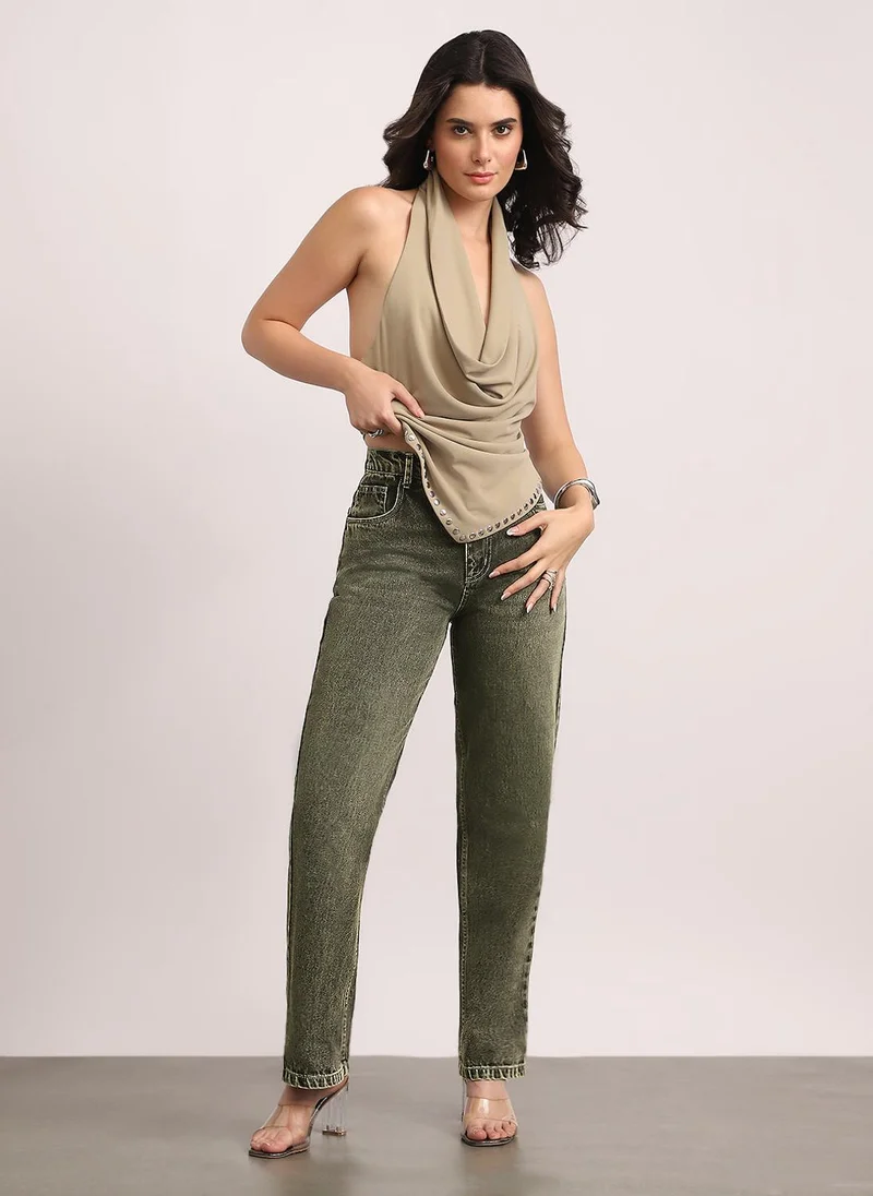 Urbano Fashion  Urbano Fashion Women's Light Grey High Rise Straight Fit Washed Jeans Non-Stretchable for Women | Best Price UAE